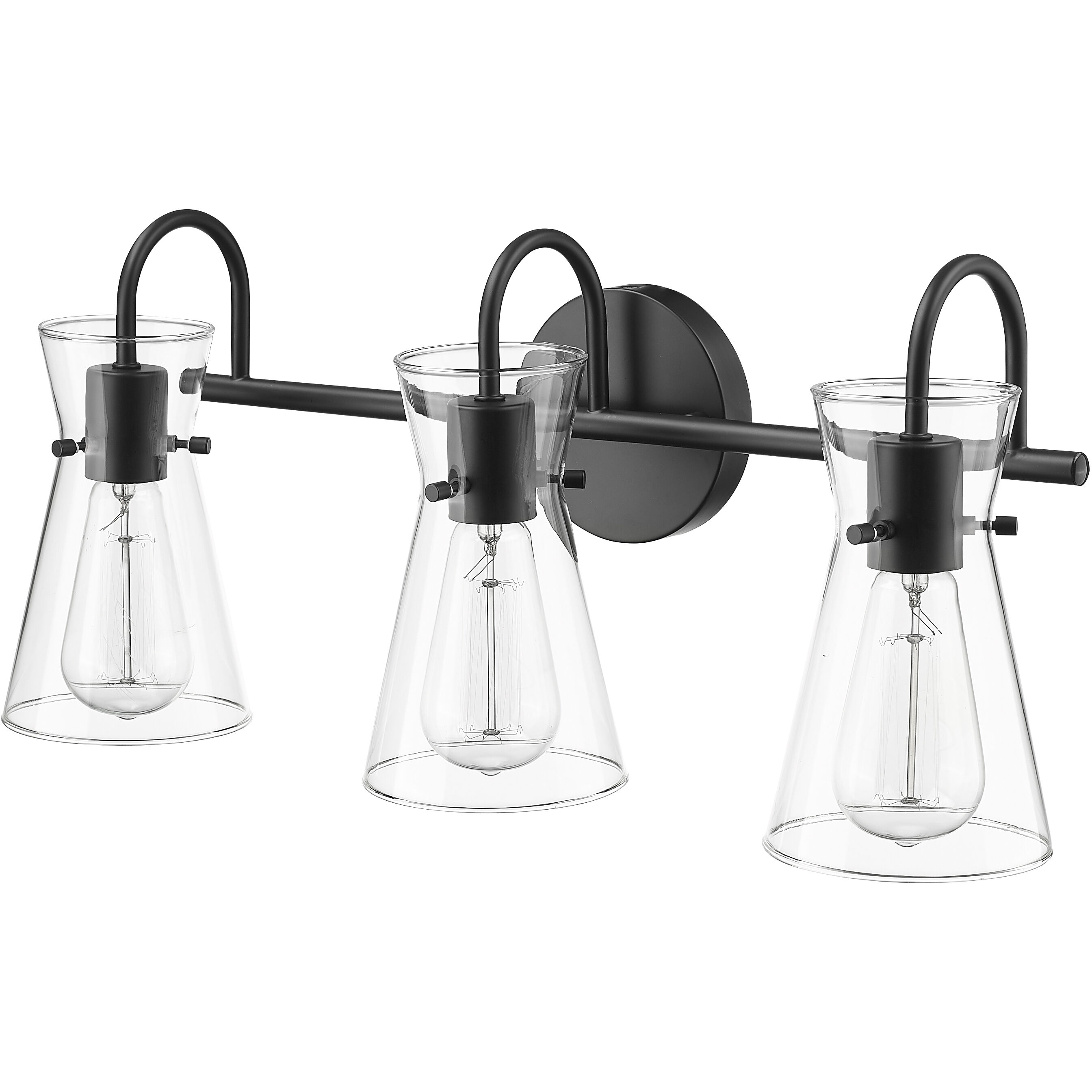 Camellia 3 Light 22 inch Matte Black Bathroom Vanity Light Wall Light